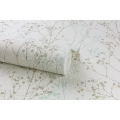 Grandeco Scandi Sprig Wallpaper - Grey & Teal -Hue Palette Wallpapers 12812865 9504873387007034