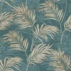 Grandeco Lounge Palm Teal Wallpaper