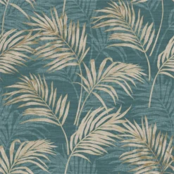 Grandeco Lounge Palm Teal Wallpaper