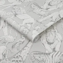 Superfresco Easy Jungle Animals Grey Wallpaper -Hue Palette Wallpapers 12841090 8104833227433531
