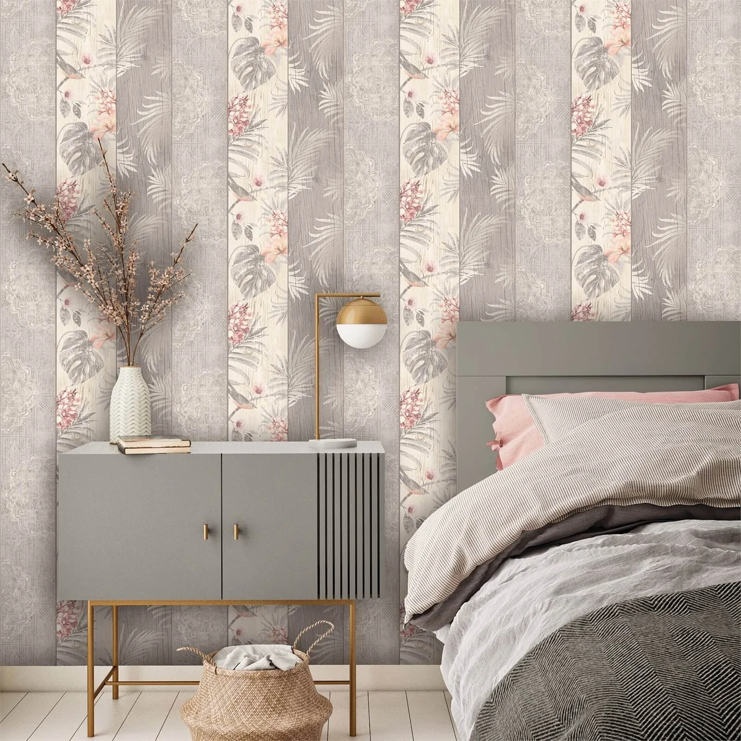 Belgravia Decor Rosa Smooth Fern Panel Blush And Grey Wallpaper 2 Belgravia Decor Rosa Smooth Fern Panel Blush And Grey Wallpaper - Image 2