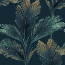Belgravia Décor Kailani Leaf Blue Wallpaper