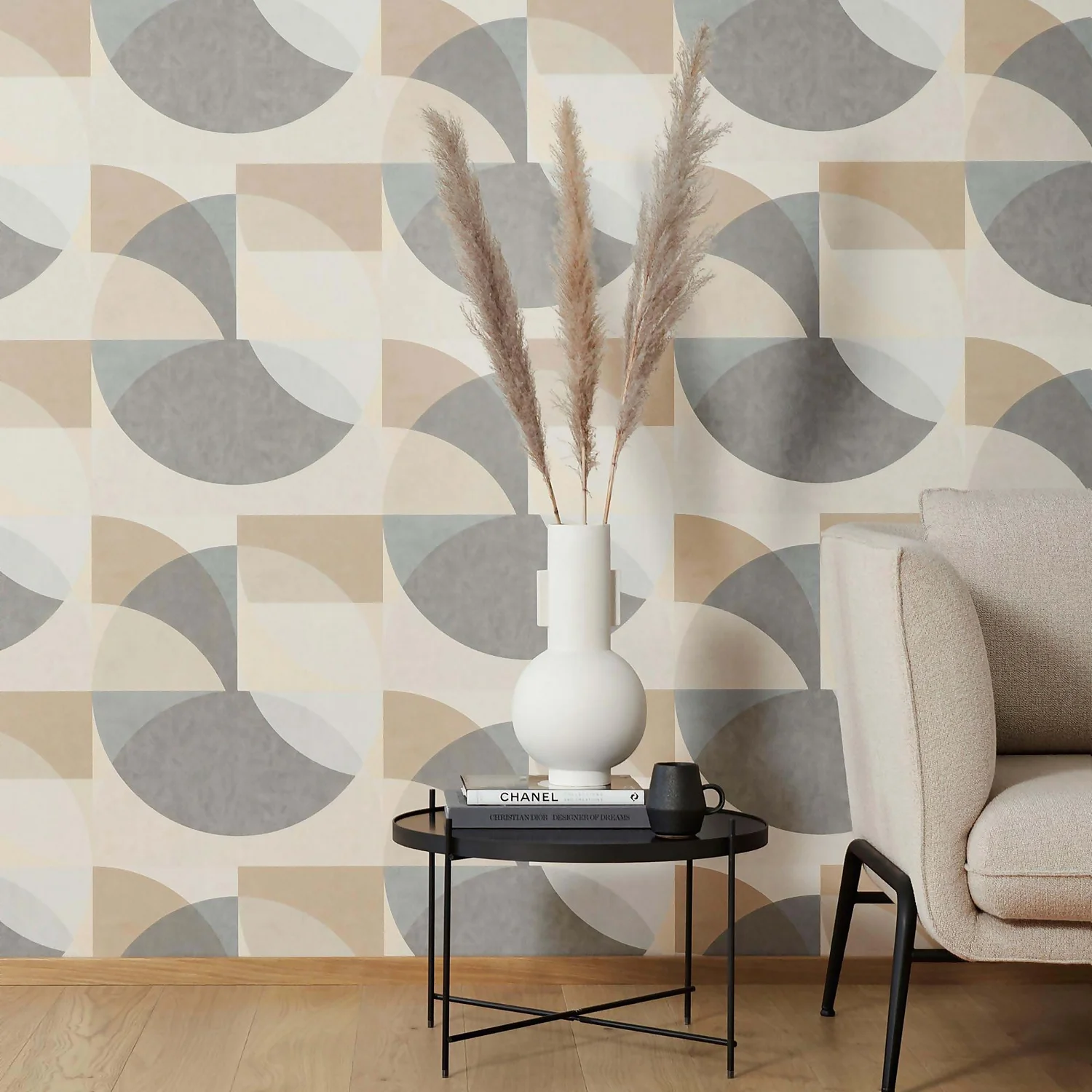 Elle Decoration Geometric Grey Cream Wallpaper 3 Elle Decoration Geometric Grey Cream Wallpaper - Image 3