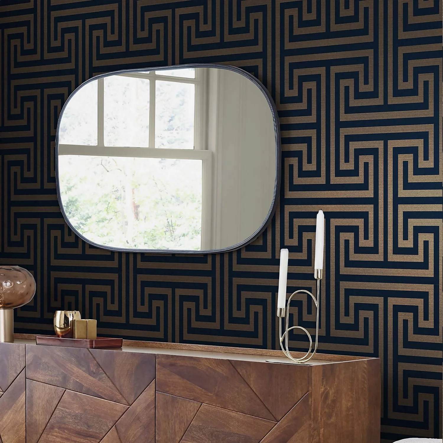 Next Metallic Greek Key Navy Wallpaper 5 Next Metallic Greek Key Navy Wallpaper - Image 5