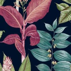 Next Fantasy Rainforest Leaves Navy Wallpaper -Hue Palette Wallpapers 13827408 2084969281371409