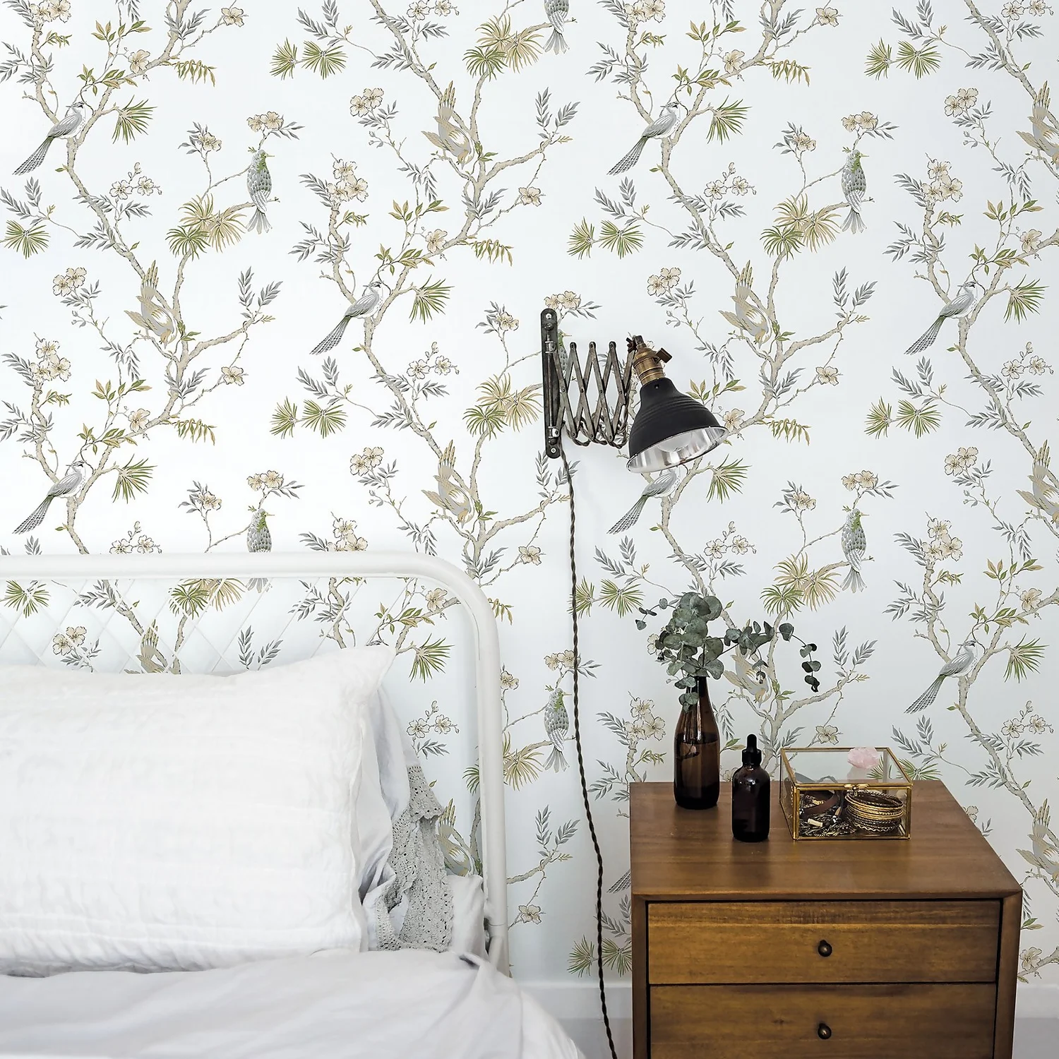 Galerie Chinoiserie Bird Grey A4 Wallpaper Sample 2 Galerie Chinoiserie Bird Grey A4 Wallpaper Sample - Image 2