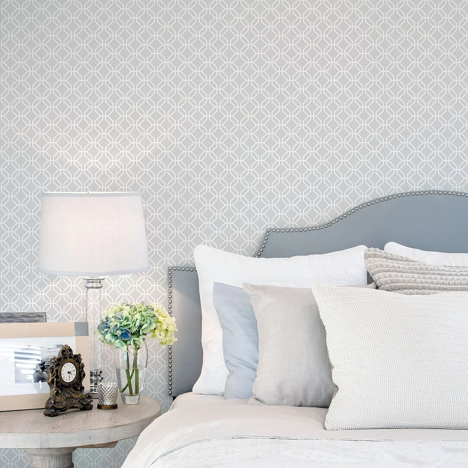 Galerie Honeycomb Trellis Grey Large Wallpaper Sample 2 Galerie Honeycomb Trellis Grey Large Wallpaper Sample - Image 2
