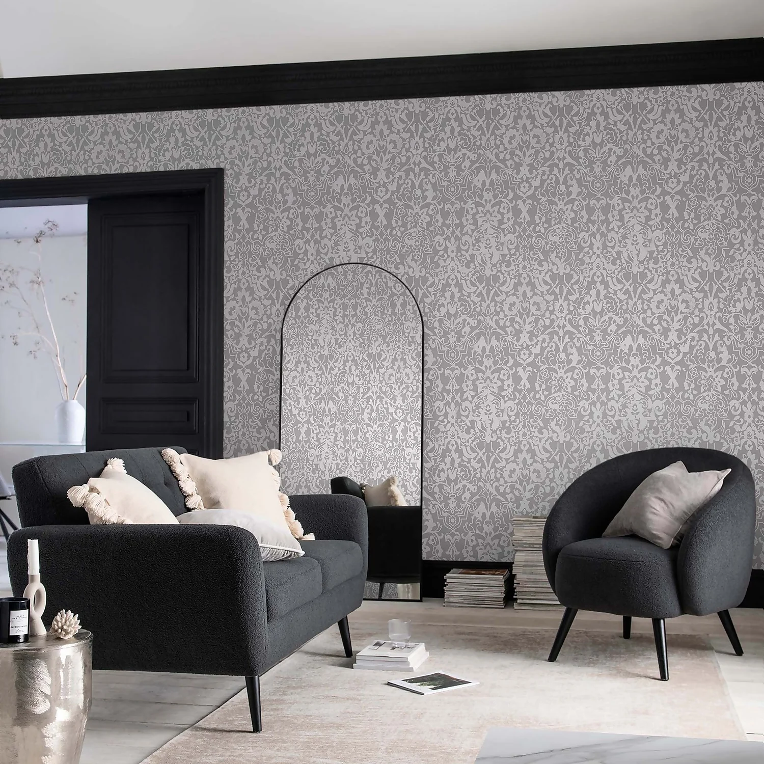 Next Majestic Damask Grey Wallpaper 2 Next Majestic Damask Grey Wallpaper - Image 2