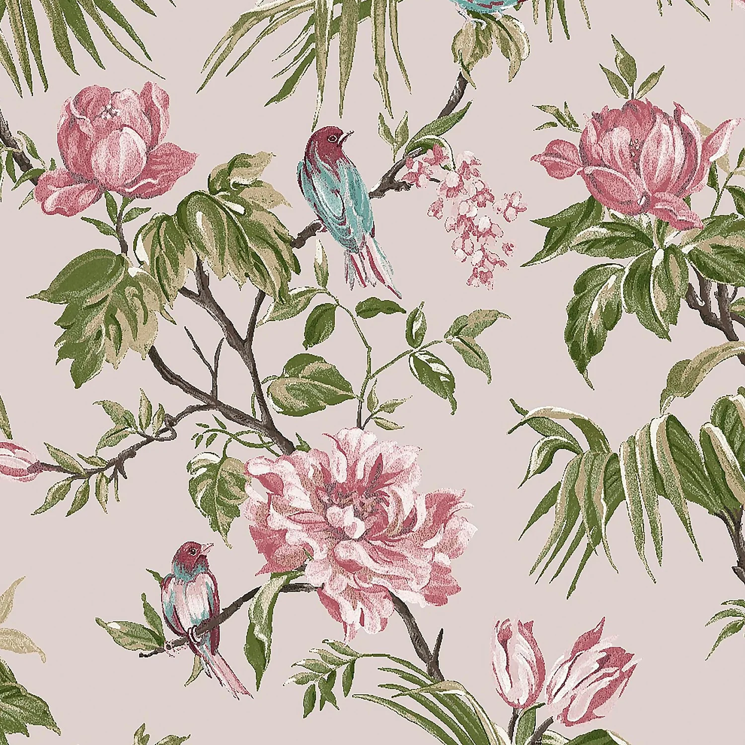 Next Birds & Blooms Mauve Wallpaper 1 Next Birds & Blooms Mauve Wallpaper