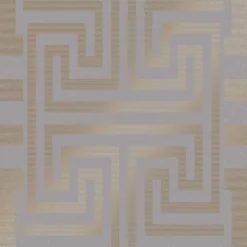 Next Metallic Greek Key Grey Wallpaper