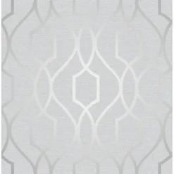 Fresco Apex Trellis Wallpaper Stone Silver Wallpaper
