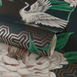 Grandeco Flying Cranes Navy Metallic Wallpaper 7 Grandeco Flying Cranes Navy Metallic Wallpaper -Hue Palette Wallpapers 13980232 1384998777204024