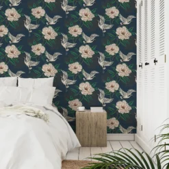 Grandeco Flying Cranes Navy Metallic Wallpaper 8 Grandeco Flying Cranes Navy Metallic Wallpaper -Hue Palette Wallpapers 13980232 1554998777288927