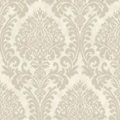 Grandeco Chenille Damask Cream Textured Mid Sheen Wallpaper