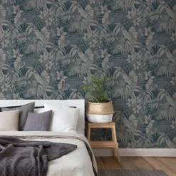 Grandeco Joelle Blue Textured Metallic Wallpaper -Hue Palette Wallpapers 13980236 2324998777679005