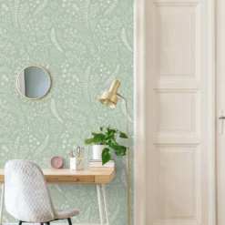Grandeco Astrid Trail Green Textured Matt Wallpaper -Hue Palette Wallpapers 13980241 2274998777630069