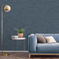 Grandeco Striped Weave Navy Raised Textured Metallic Wallpaper -Hue Palette Wallpapers 13980249 1204998778141293