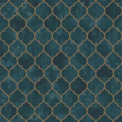 Contour Tegula Teal And Copper Wallpaper