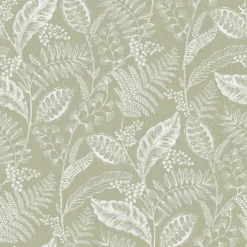 Fresco Artisan Leaf Sage Wallpaper