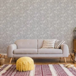 Fresco Artisan Leaf Grey Wallpaper -Hue Palette Wallpapers 13991879 5245003723099943