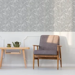 Fresco Artisan Leaf Grey Wallpaper -Hue Palette Wallpapers 13991879 9315003723178162